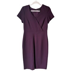 NEW Ann Taylor Dress Plum Purple Surplice Career Wear V-Neck Minimalist SZ 4 NWT